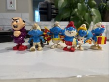 Vintage 1982 Galoob Smurfs Wind Ups Walking Smurfette Papa Gargamel Lot Of 6