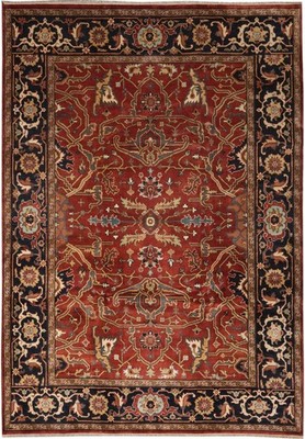 9 x 12 New Wool Rug Rust Black #F-4605