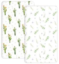 Crib Sheets for Boys and Girls, 2 Pack Fitted Baby Sheets for Standard Toddle...