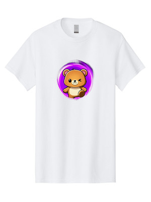 Kawaii-Bear-Icon Mens Graphic Tee, 100% Cotton, Casual Summer Wear