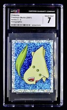 Pokémon 2001 Topps Merlin Series 3 #5 Chikorita Holo Prism CGC 7 NM RARE ✨ CUTE