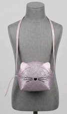   Girls Pink Glitter Cat Crossbody Bag Cute Kitty Purse Kids Handbag Small Kids