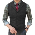 <!--F#f_0-->Retro Men's Suit Vest in Vintage Herringbone Tweed Notch Lapel Waistcoat<!--F/-->