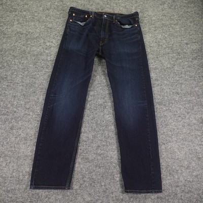 Levis 505 Jeans Mens 38X34 (33) Blue Denim Straight Leg Dark Wash Casual