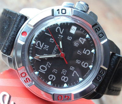 Vostok Komandirsky Mechanical Manual Winding Wrist Watch 24 Hour 431783