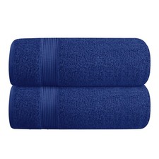 Belizzi Home Cotton 2 Pack Oversized Bath Towel Set 28x55 inches, Large, Navy