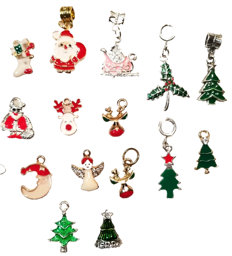 Lote surtido de 27 dijes navideños esmaltados para pulseras europeas - Imagen 3 de 4