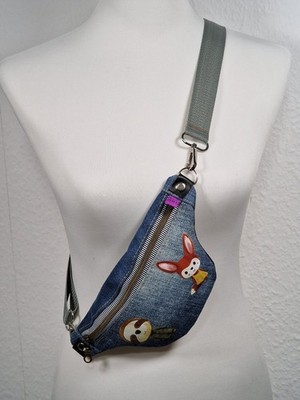 Crossover Bauchtasche KIDS Unikat Upcycling Handmade Jeans Mix