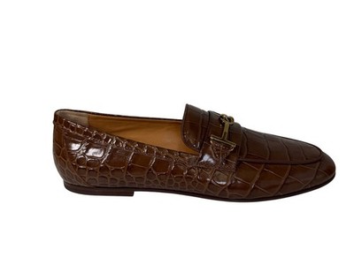 Tod s Embellished croc-effect leather loafers Brown Women s Size 6