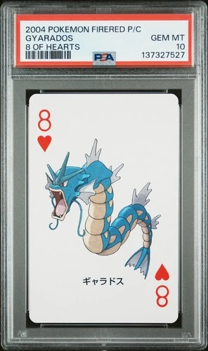 2004 POKEMON FIRERED VERSION PLAYING CARDS 8 OF HEARTS GYARADOS PSA 10
