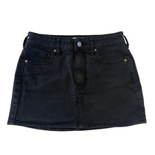 PacSun Womens Black/Charcoal Denim Mini Skirt High Waisted Size 23 Stretch