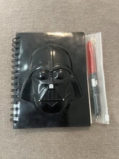 Rare Darth Vader Molded Helmet Note Pad & Lightsaber Pen Set 3D Disney Black