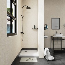 32 in x 32 in Corner Drain Shower Base in White  No Drain Set