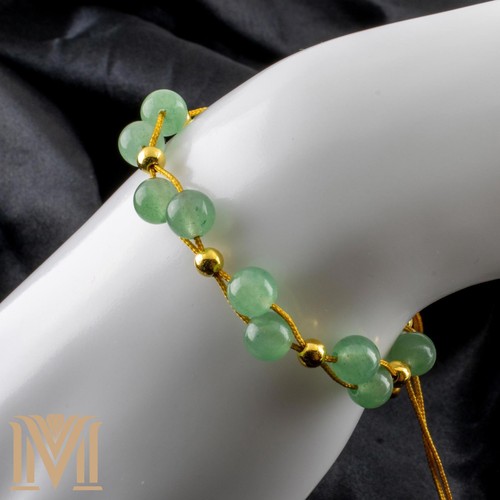 Handmade Green Aventurine Bracelet – Gold Accents, Adjustable Macramé, Fits 5"-9 - Picture 2 of 10