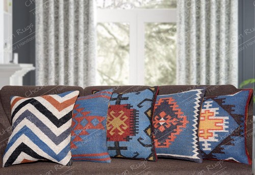5 Sets of Kilim Pillow, Kilim Pillow Cover, Designer Pillows,18x18 Cushion Cover