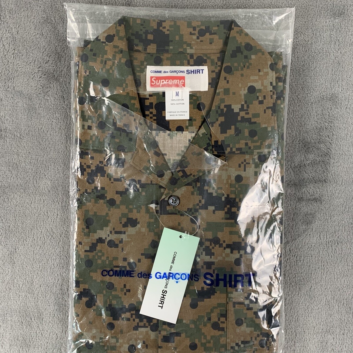 Supreme x CDG Comme des Garcons M Shirt Digi Camo Loop Collar