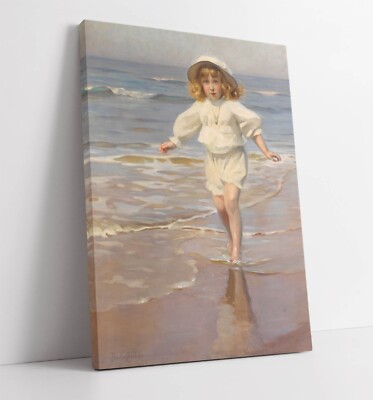 DOLORES DE PEDROSO Y STURDZA AM STRAND - GERAHMTES LEINWANDBILD WANDBILD BILD DRUCK