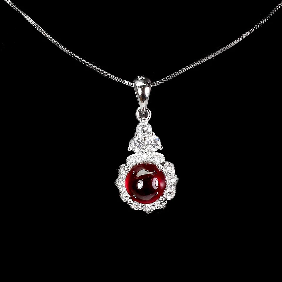925 Sterling Silver Necklace Round Ruby 7mm Simulated Cz Gemstone Jewelry 18 Ins - Image 2 of 4