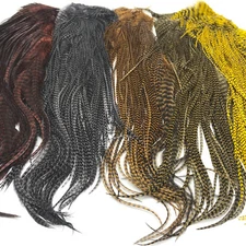 KEOUGH GRIZZLY HALF ROOSTER SADDLE Fly Tying Hackle Feather Hair Extensions NEW!