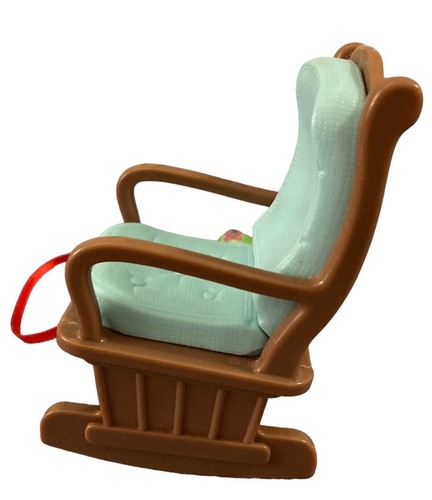 FISHER PRICE Loving Family Dollhouse-Sized BLUE ROCKING CHAIR Vtg with Book - Picture 2 of 7