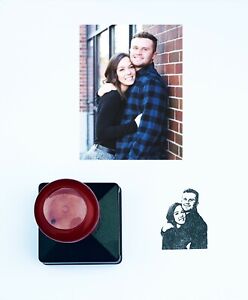 Photo conversion into rubber ink stamp for couples, events, weddings invitations