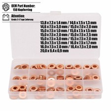 150x Einspritzdüsen Kupferring Sortiment Dichtringe für Injektoren Dichtung