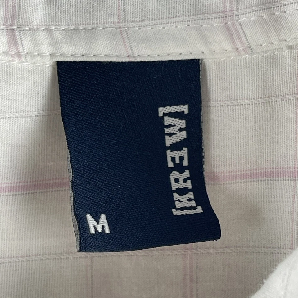 KREW Plaid Short Sleeve Button-Up Shirt White with Pink & Gray Lines Size Medium - Image 4 of 4