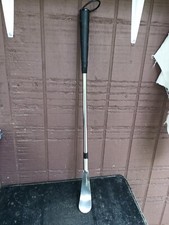 LONG HANDLED STEEL SHOE HORN. FAUX LEATHER HANDLE. JAPAN