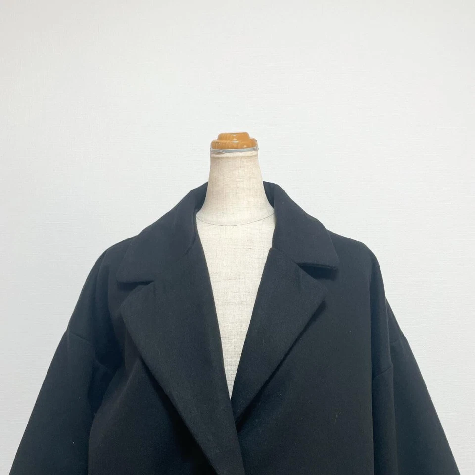 Ank Rouge Big Silhouette Coat Heart Pocket Black Size 38 US XS/S Jiraikei Kawaii - Image 4 of 4