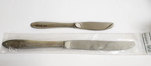 Lunt Sterling Dinner & Butter Knife Modern Victorian Floral 9-1/2” & 6” Vintage