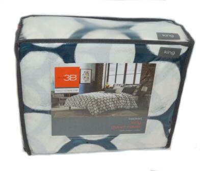 STUDIO 3B by KYLE SCHUNEMAN Beckett Teal Geometric KING DUVET COVER COTTON NEW