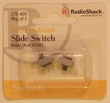 RadioShack 275-409 SPDT Submini Slide Switch ~ 2/PK ~ 3A at 125VAC