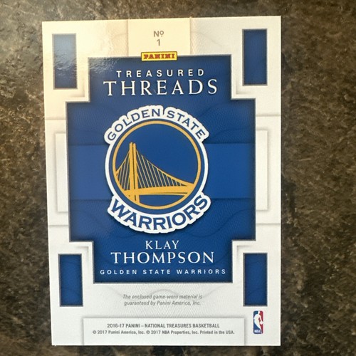 2016-17 PANINI NATIONAL TREASURES KLAY THOMPSON THREADS LOGO PATCH JERSEY 16/99 - Picture 2 of 6