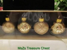 (4) Treasured Sparkling GOLD Glass Ornaments   ** BRAND NEW IN BOX **