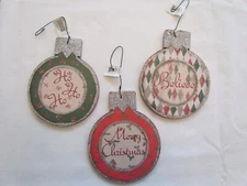 Jolly Santa Christmas Ornaments Primitives by Kathy  32283 3pc NEW vintage style