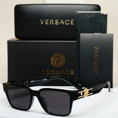 Versace Sonnenbrille Schwarz Gold Medusa Square MOD VE 3346-F GB1 55mm