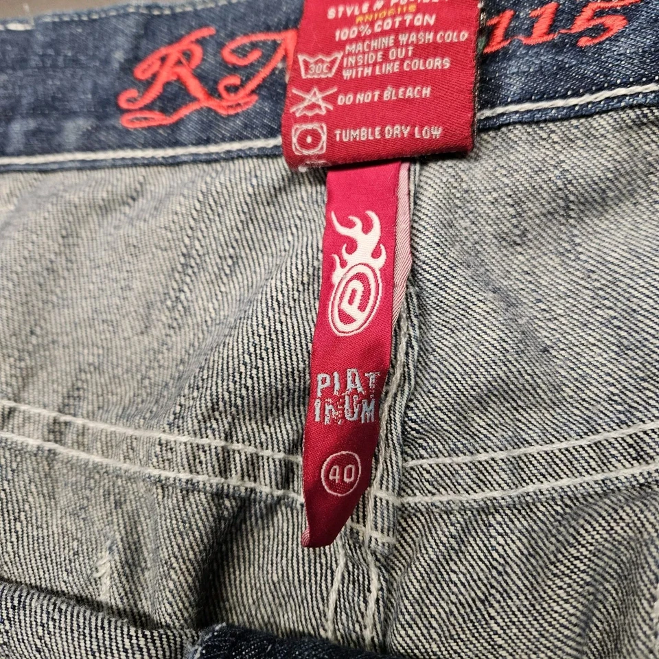 Pantalones Cortos Platinum Gear Hombres 40 Azul Denim Jean África Bordado Bermudas Pantalones Cortos De Colección Foto 4 de 4