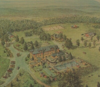 Pocono Mountain Inn Pennsylvania artist rendering postcard B767