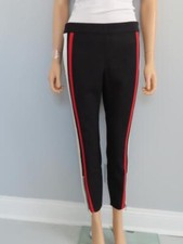 NWOT Alexander McQueen Black/White & Red Stripe Detail Pants Size 40/US 4