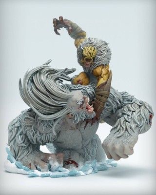 1/4 Evil Studio Wendigo vs Sabretooth Clash Collectible Figure Resin Statue