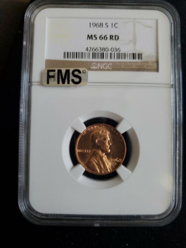 1968-S centavo Lincoln NGC MS66 RD penny 1C Mac FMS - Imagen 1 de 2