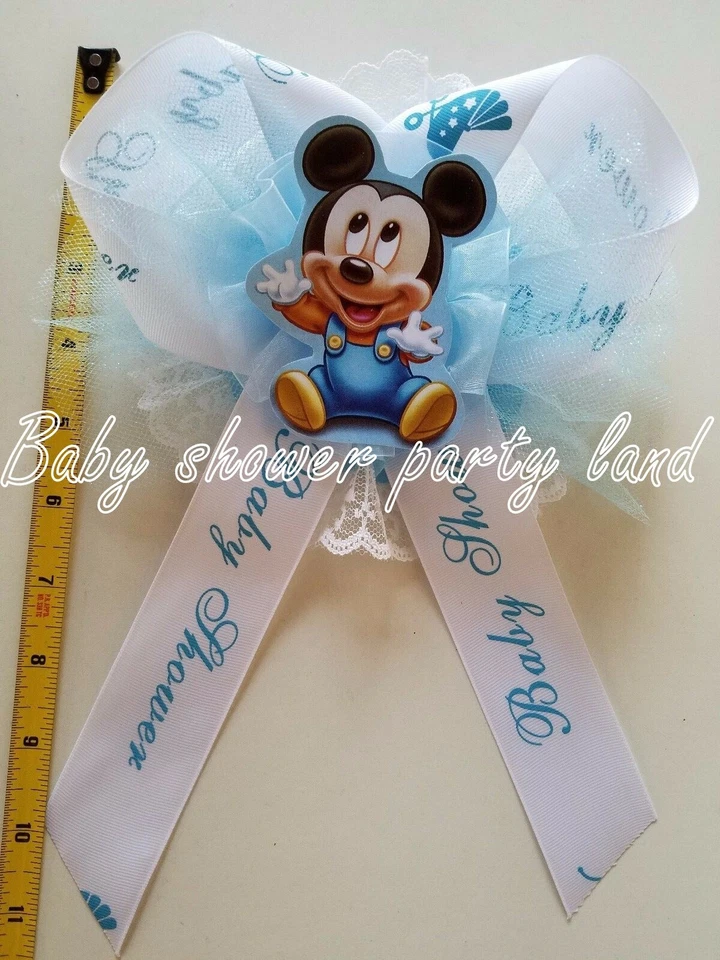 Пояс для душа ребенка Mickey Mouse Mom To Be It's a Boy синяя лента с корсажем  - Изображение 3 из 4