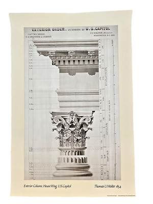 Vintage 80s NWOT Column US Capitol architecture render Poster by Thomas U Walter