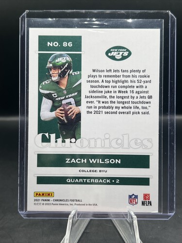 2021 Panini Chronicles - ZACH WILSON ROOKIE #86 New York Jets - Picture 3 of 3