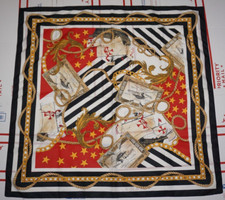 Vintage Nautical Scarf Panama Canal Spanish Galleon Ship 34"x35"