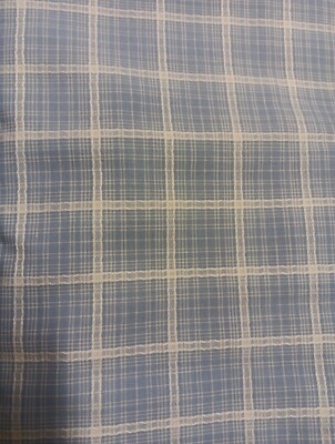 Vintage Blue & White Window Pane Check Plaid Cotton Fabric 2 3/4 Yards x 34''