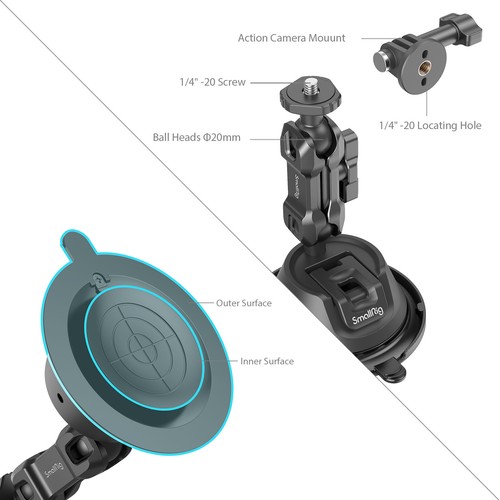 SmallRig Double-Layer Suction Cup Mount for GoPro Hero 11/10\/9 for DJI - Picture 12 of 13