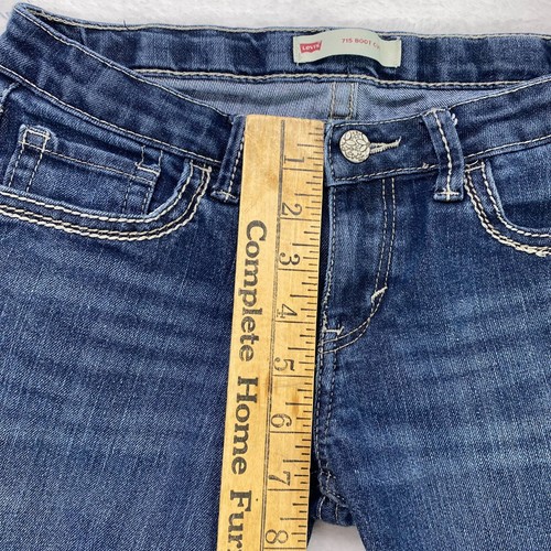 Levi Strauss 715 Jeans Juniors Size 14 Reg Blue Denim Bootcut Flare thick thread - Picture 8 of 9