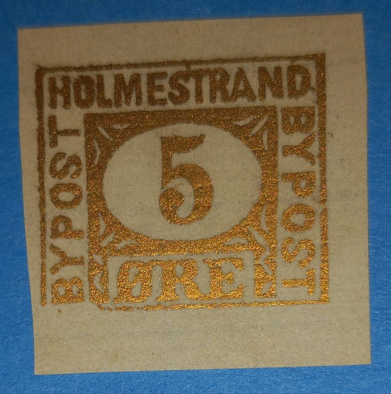 + 1888 Holmestrand Norway 5 Ore Local ByPost Imperf.Broken Frame Mint