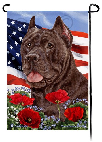 Patriotic Flowers Garden Flag - Chocolate Cane Corso - 第 1/1 張圖片